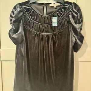 LOFT Charcoal Velvet Blouse; SP.
